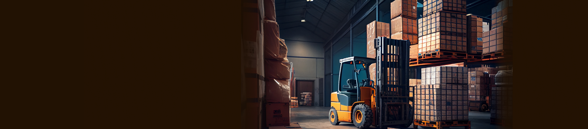 a forklift waits to unload cabling at our warehouse in California